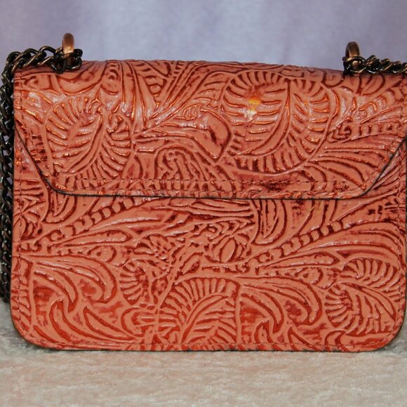 Patricia Nash Embossed Leather Crossbody Bag with Chain Strap – Burnished Floral - Picture 4 of 9